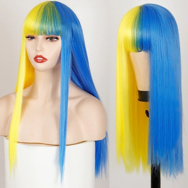 Cosplay Festival Wig Double Color Matching Head Straight Bangs
