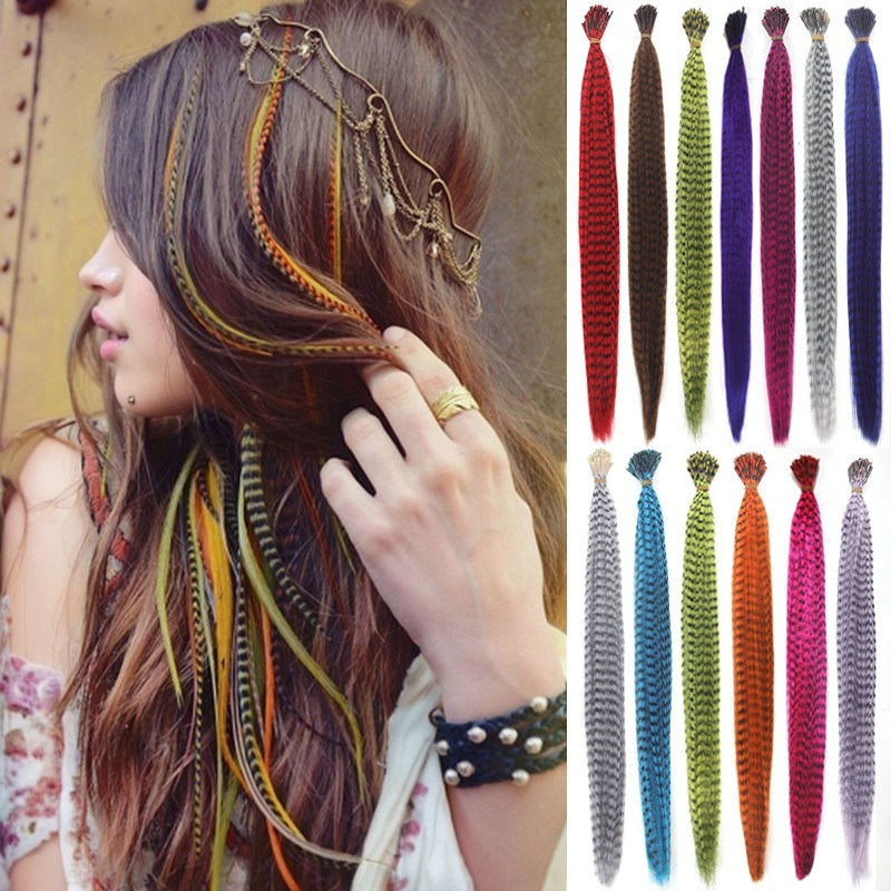 Feather Wig Colored Chemical Fiber Stripes 13 Colors