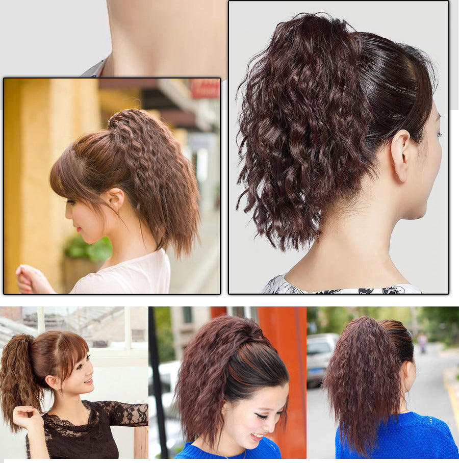 Short Curly Hair Invisible Velcro Fluffy Corn Perm Mustache Ponytail African Pigtail