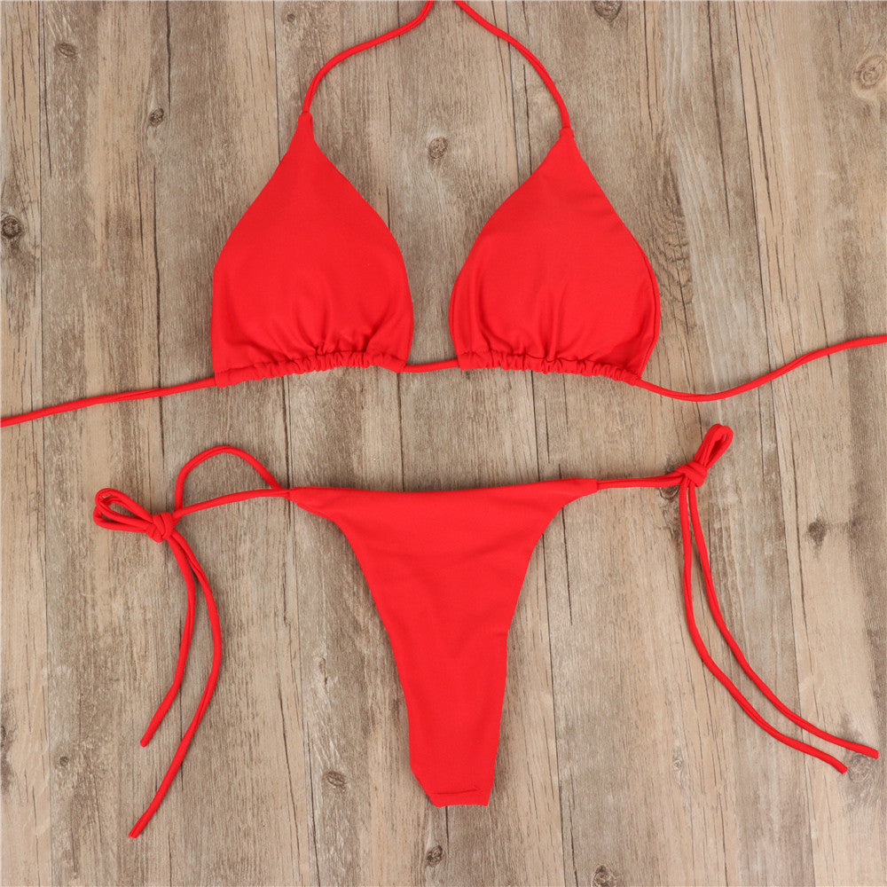 Halterneck Lace-up Bikini