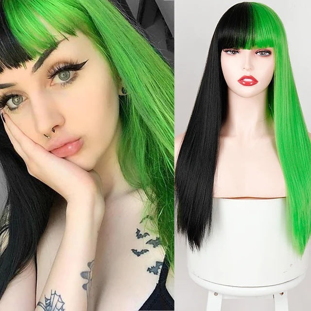 Cosplay Festival Wig Double Color Matching Head Straight Bangs