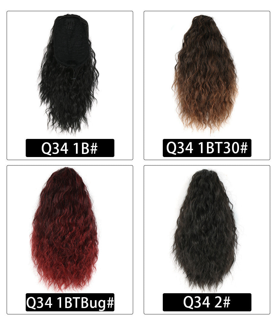 Short Curly Hair Invisible Velcro Fluffy Corn Perm Mustache Ponytail African Pigtail