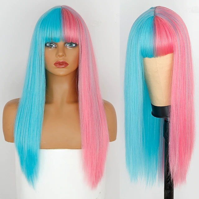 Cosplay Festival Wig Double Color Matching Head Straight Bangs